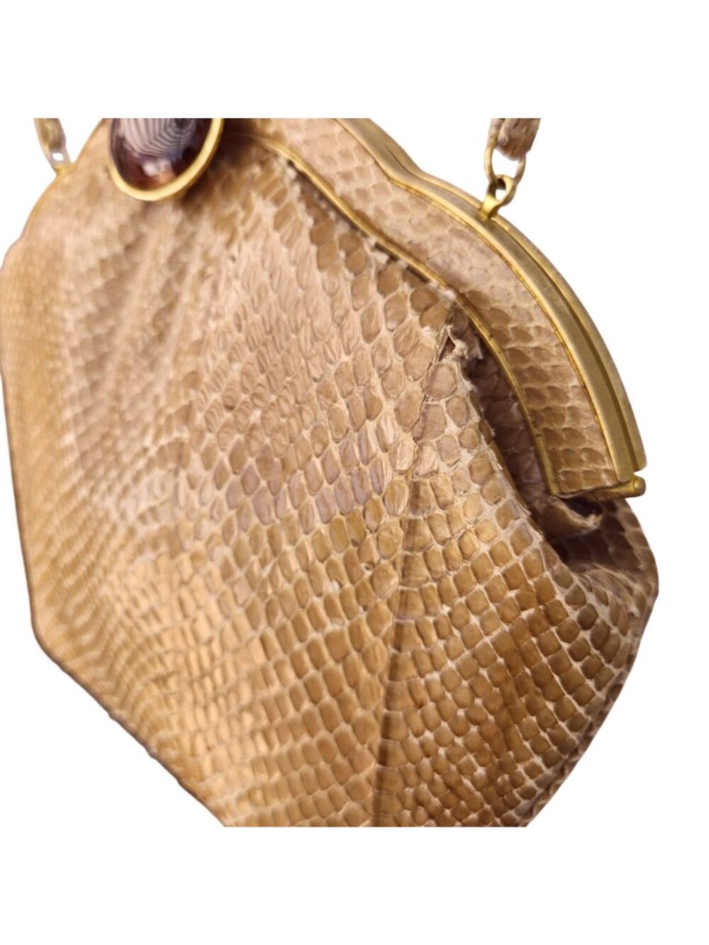 Vintage 1970s Susan Gail Snakeskin Handbag Purse Crossbody Tan - Picture 9 of 14